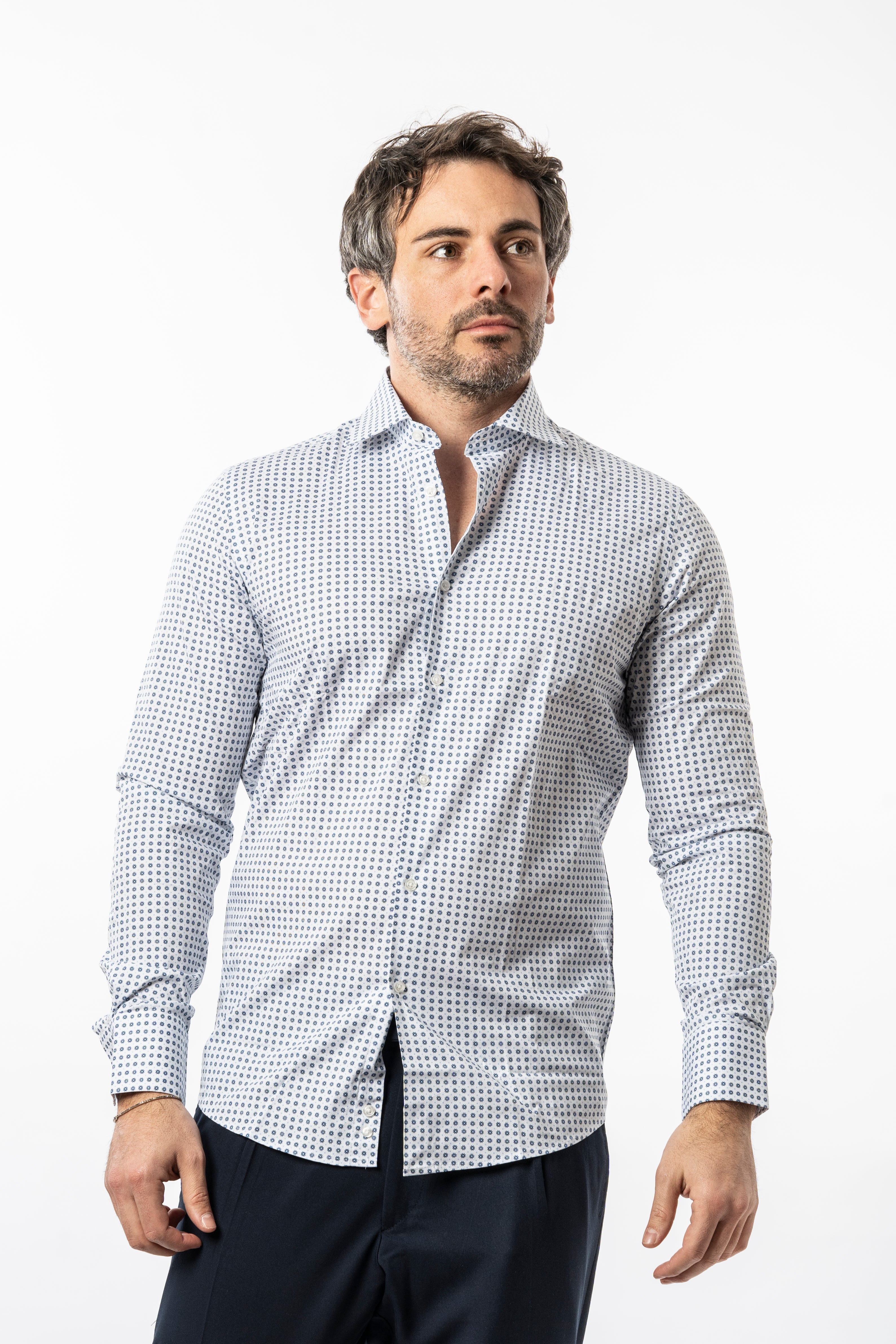 Camicia Vinc - con fantasia Bianco e Blu